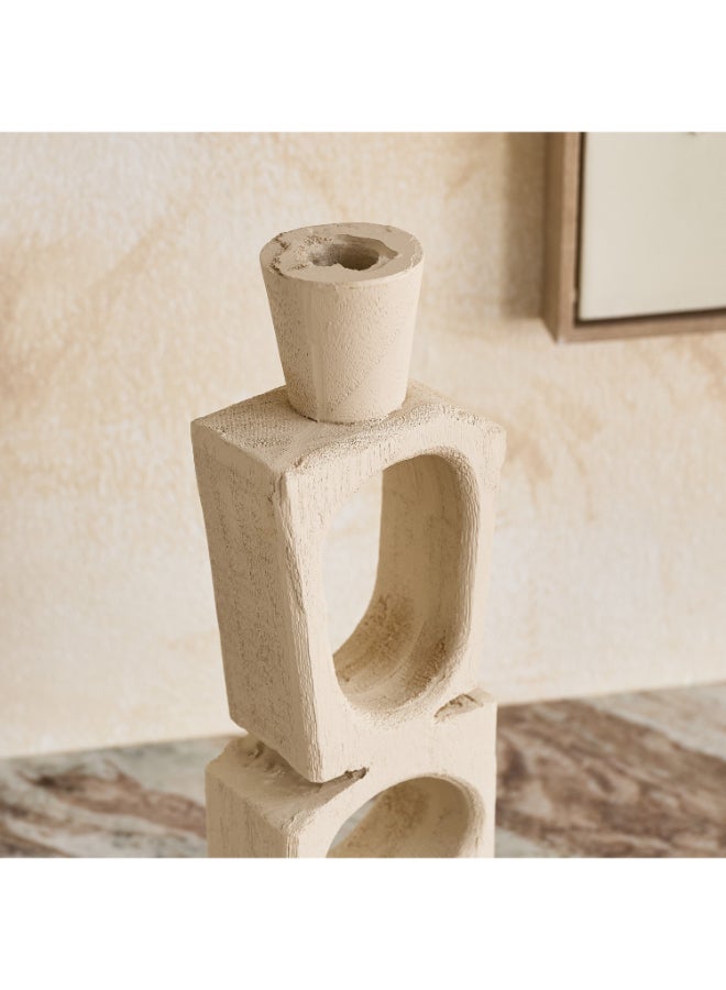 Home Box Decorative Resin Taper Candleholder - Beige - Image 3